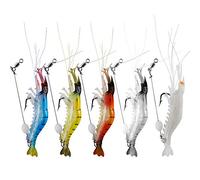 WANBY Set di Esche Mmorbide in Silicone Artificiale Esche da Pesca Luminose con Esche Artificiali per Gamberetti con Ganci Attrezzatura da Pesca Acqua Dolce/Acqua Salata (5)