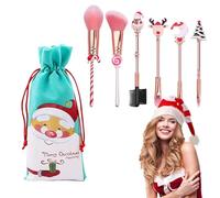 Wand Makeup Brush Set, 6x Christmas Foundation Blending Brush, Professional Face Powder Blush Brush, Foundation Contour Brush, Eye Shadow Blending Lip Brush for Women, Makeup Applicator Brushes