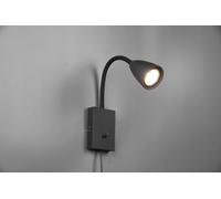 WANDA APPLIQUE FLESSIBILE CON INTERRUTTORE METALLO ACCIAIO E NERO H. 23,5CM 1 LUCE ATTACCO GU10