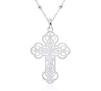WANDA PLATA Collana Croce Donna Ragazza Argento 925, Ciondolo Croce Pendente con Crocifisso e Catena 45 cm + 5 cm, Gioielli Scatola Regalo Comunione