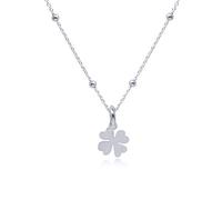 WANDA PLATA Collana Girocollo Ciondolo Quadrifoglio Portafortuna da Donna Argento 925, Trifoglio con Quattro Foglie, Buona Fortuna