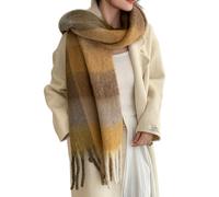 Wander Agio Sciarpa invernale da donna calda scialle lunga grandi sciarpe per il freddo coperta spessa sciarpe plaid colorato, Caffè Marrone 5, Large