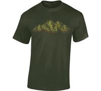 Wander - Maglietta da uomo, motivo: Alpi - Arrampicata - Regalo per gli amanti delle escursioni - Attrezzature per alpinismo, Verde militare, L