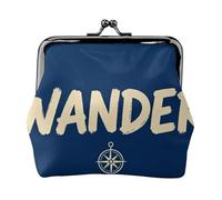 Wander Script Word - Portamonete in pelle da donna, piccolo portafoglio con chiusura a bacio, mini porta carte per chiavi, rossetto, carino portamonete da viaggio