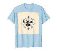 Wander Spesso: Design avventuroso della Bussola per i viaggiatori Maglietta, Uomo, Celeste, L