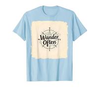 Wander Spesso: Design avventuroso della Bussola per i viaggiatori Maglietta, Uomo, Celeste, XL