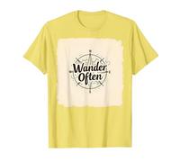 Wander Spesso: Design avventuroso della Bussola per i viaggiatori Maglietta, Uomo, Limone, S