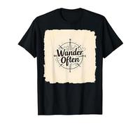 Wander Spesso: Design avventuroso della Bussola per i viaggiatori Maglietta, Uomo, Nero, XXL