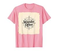 Wander Spesso: Design avventuroso della Bussola per i viaggiatori Maglietta, Uomo, Rosa, XL