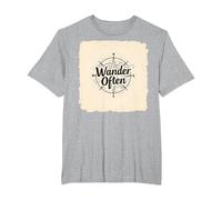 Wander Spesso: Design avventuroso della Bussola per i viaggiatori Maglietta, Uomo Taglie Grandi, Grigio Melange, 4X Tall