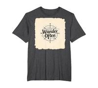 Wander Spesso: Design avventuroso della Bussola per i viaggiatori Maglietta, Uomo Taglie Grandi, Grigio Scuro, 3X Tall