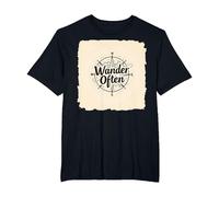 Wander Spesso: Design avventuroso della Bussola per i viaggiatori Maglietta, Uomo Taglie Grandi, Nero, 3X Tall