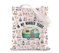 Wander Years Camper Inspire Tote Bag Adventure, regalo di vita all'aperto RV Road Trip borsa a tracolla Happy Camping Merch, Wander-t Regno Unito, INCHES