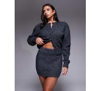 Wanderdoll - Misty - Minigonna in maglia di misto lana color antracite luccicante in coordinato-Grigio XL