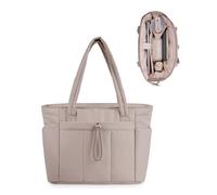 Wandering Nature Borsa Tote Donna con Cerniera & 40oz Tasca Elastica per Borraccia Borsa Università Donna Capiente per Laptop 15,6 Pollici per Viaggi Università e Lavoro, Beige (Brevetto in Corso)