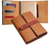 Wanderings Agenda Ricaricabile in Pelle A5, Colore Caramello, 18x23 cm - Copertina per Raccoglitore a 6 Anelli - Compatibile con Filofax, Organizer in Pelle Pieno Fiore - 52 Settimane Senza Data