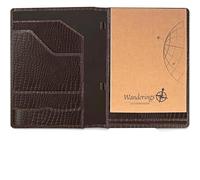 WANDERINGS Alligator - Padfolio in pelle marrone - Organizer professionale e cartella per curriculum con blocco note