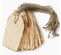 Wanderings Etichette Vintage Fatte A Mano Con Bordi Irregolari E Cordoncino - 9,5x4,5 cm - Set 25 - Per Etichette Regalo O Prezzo, Arti, Mestieri, Segnaposto, Biglietti Nome - Carta 150 GSM