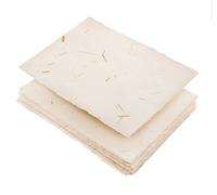 Wanderings Handmade Cream Deckle Edge Blank Paper with Straw - 4x6" - Pack of 50 - Watercolour/Mixed Media Paper - Save the Date Invitations Greeting Cards Notes DIY Arts Crafts - Thick 150 GSM
