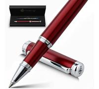 WANDERINGS Penna Roller Premium con Inchiostro Tedesco - ’Eccellente Esperienza di Scrittura, Accenti Cromati - Rosso Winefire - Include una Ricarica Schmidt in un Astuccio Regalo