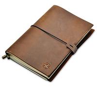 WANDERINGS Taccuino da viaggio in pelle, formato A5, 22 x 15 cm, formato A5, ricaricabile, realizzato a mano, in vera pelle, perfetto per scrivere, poeti, viaggiatori, come diario, inserti vuoti