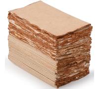 Wanderings Vintage Handmade Deckle Edge Folded Paper - Folded to 3.5"x2" - 150 GSM - 50-Pack - Textured Cotton Paper - Ideal for Place Cards, Blank Name Cards, Table Settings, Gift Tags, Love Notes