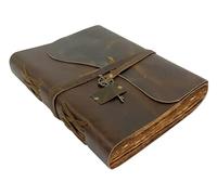 WANDERINGS Vintage Leather Journal - 28 x 22 cm - Taccuino antico fatto a mano con bordo in carta - perfetto per scrivere, diario per adulti, diario di viaggio per scrivere e organizzare