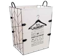 WANDERLUST DECO Cesto de la Ropa de Metal y Tela 45x36x56/63