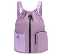 WANDF Borsa con Corda e Compartimento Scarpe, Borsa Sportiva Idrorepellente, Borsa da Palestra con Cordoncino per Donne Uomini Bambini, Zaino Grande Capienza per Sport Nuoto Viaggi Scuola (Viola)