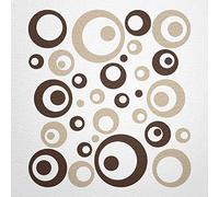WANDfee - Adesivi da parete a forma di cerchi, 50 pezzi, per cameretta dei bambini, soggiorno, corridoio, piastrelle, bagno, cucina, vinilico, 45_marrone scuro, 52_beige