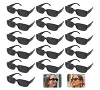 WANDGU 16 pezzi occhiali da sole rettangolari da donna: occhiali da sole per feste, alla moda, neon, neri per viaggi, guida, pesca e altro