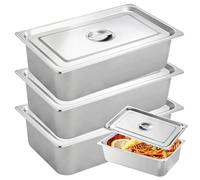 WANDGU 3 pezzi 32,5 x 17,5 x 6,5 cm, in acciaio inox: metallo panierstraße rettangolare, ciotola per impanare, contenitore GN, contenitore per gastronorm, in acciaio inox, con coperchio panierset per