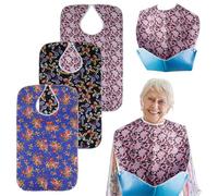 WANDGU 3 Pezzi Bavaglio per Adulti: Pasti Bavaglini per Anziani, Bavaglino Adulti Impermeabile Grandi con Raccogli Briciole, Lavabile e Riutilizzabile per Uomini, Donne, Disabile(78 x 44 cm)