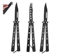 WANDGU 3 pezzi Butterfly Trainer: coltello a farfalla da allenamento, lama non affilata, pettine a farfalla in acciaio inossidabile per coltello da allenamento Balisong principiante, per esercizi con