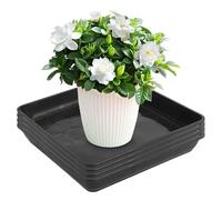 WANDGU 4 sottobicchieri da fiori quadrati: 30 x 30 cm, vaso quadrato per piante, in plastica, rettangolare, in plastica, accessorio per piante da interni (nero)