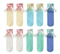 WANDGU 5 paia di calzini magnetici: calzini magnetici a mano in mano, calzini colorati magnetici in cotone, morbidi regali per bambini, donne, coppie, 35-43, Blu, 35-40 Große Größen