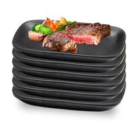 WANDGU 6 piatto da dessert: mezzi neri 15,5 x 9 x 2 cm, rettangolari opachi per carne, antipasti, sushi