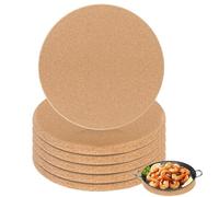 WANDGU 6 sottobicchieri in sughero rotondi: sottopentola in sughero, spessore 1 cm, resistente al calore, lavabile, resistente al calore, per padelle, piante, superfici della cucina, bollitore