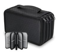 WANDGU Astuccio Grande Capacità con 4 Scomparti per Matite Colorate, Oxford con 72 Scomparti e Cerniera, Nero