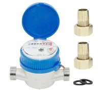 WANDGU Contatore per acqua fredda: completamente in rame, funzionamento a secco 1/2 pollice 15mm, contatore per acqua da giardino con raccordi, calibra per acqua fredda, per uso domestico, giardino