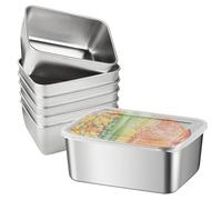 WANDGU Contenitori per Alimenti in Acciaio Inox con Coperchio: 6 Pezzi 13×10×5cm Salvafreschezza Contenitori per Alimenti, Pranzo in Acciaio Inox con Coperchio Lavabile per Lavastoviglie, Cibo