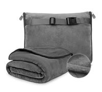 WANDGU Coperta Cuscino 2 in 1 Grigia Ultraleggera Morbida e Calda per Viaggio e Auto 127×152cm