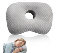 WANDGU Cuscino cervicale: cuscino ergonomico in memory foam con forma ad anello, antidolore, comfort ottimale per piercing e dormienti laterali (43,94 x 32 x 5,08 cm grigio)