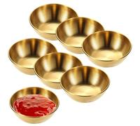 WANDGU Dipschalen: 6 Pezzi Mini Ciotole Dorate in Acciaio Inossidabile, Robuste, Ideali per Sushi e Dessert (3x8 cm, Oro)