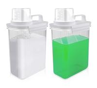 WANDGU Dispenser Detersivo per Bucato: 2Pezzi 2L Dispenser per Detersivo Ermetico con Misurino, Dispense r Multiuso in Polvere, Dispense r Detersi vo Lavatrice, Riutilizzabili Contenitore per Liquidi
