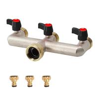 WANDGU Distributore acqua rubinetto a 3 vie: distributore d'acqua da 3/4" in ottone con 3 rubinetti di intercettazione individuali, distributore acqua in ottone per regolare e bloccare il flusso