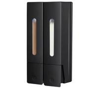 WANDGU Distributore di sapone da parete: 2 pezzi da 400 ml dispenser per sapone senza foratura, dispenser per gel doccia con finestra trasparente per casa, hotel, bagno e doccia