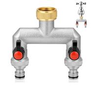 WANDGU Distributore di valvola a sfera a 2 vie con adattatore in ottone, 3/4 pollici per tubi da giardino, regolazione e blocco del flusso