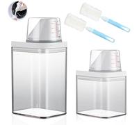 WANDGU Distributore ermetico di detergente con dosatore: 2 pezzi riutilizzabile dispenser di polvere da lavaggio contenitore di detersivo, contenitore di polvere da lavaggio ermetico, bianco, 1100 ml