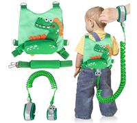 WANDGU Guinzaglio di sicurezza per bambini: zaino anti-perdita da 1,5 m con cintura di sicurezza girevole a 360°, grazioso design dinosauro per attività all'aperto e sicurezza autismo